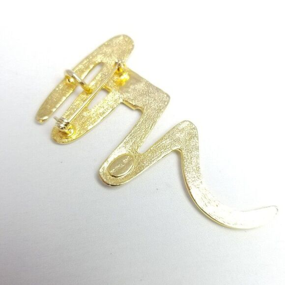 Vintage Park Lane Zig Zag Squiggle Brooch, Gold Tone Rhinestone Lapel Pin - Picture 3 of 7